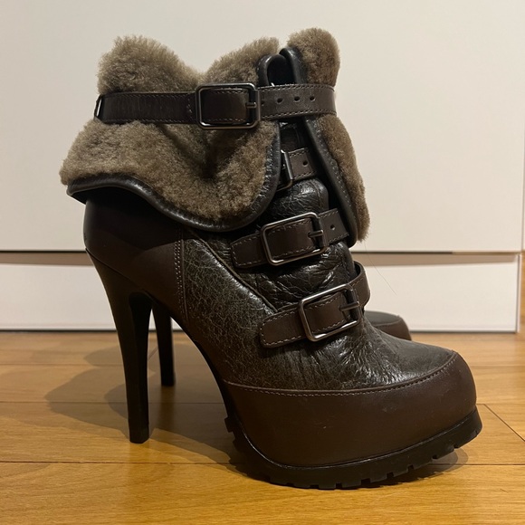 Ash Women’s Brown Enigma Rabbit Fur-Lined Ankle Buckler Boot - Picture 5 of 5